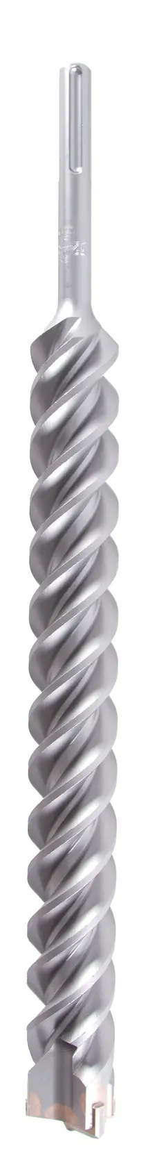 Photo of DEWALT DT9450 silver SDS-Max rotary hammer drill bit, spiral design, front angle, on white background.