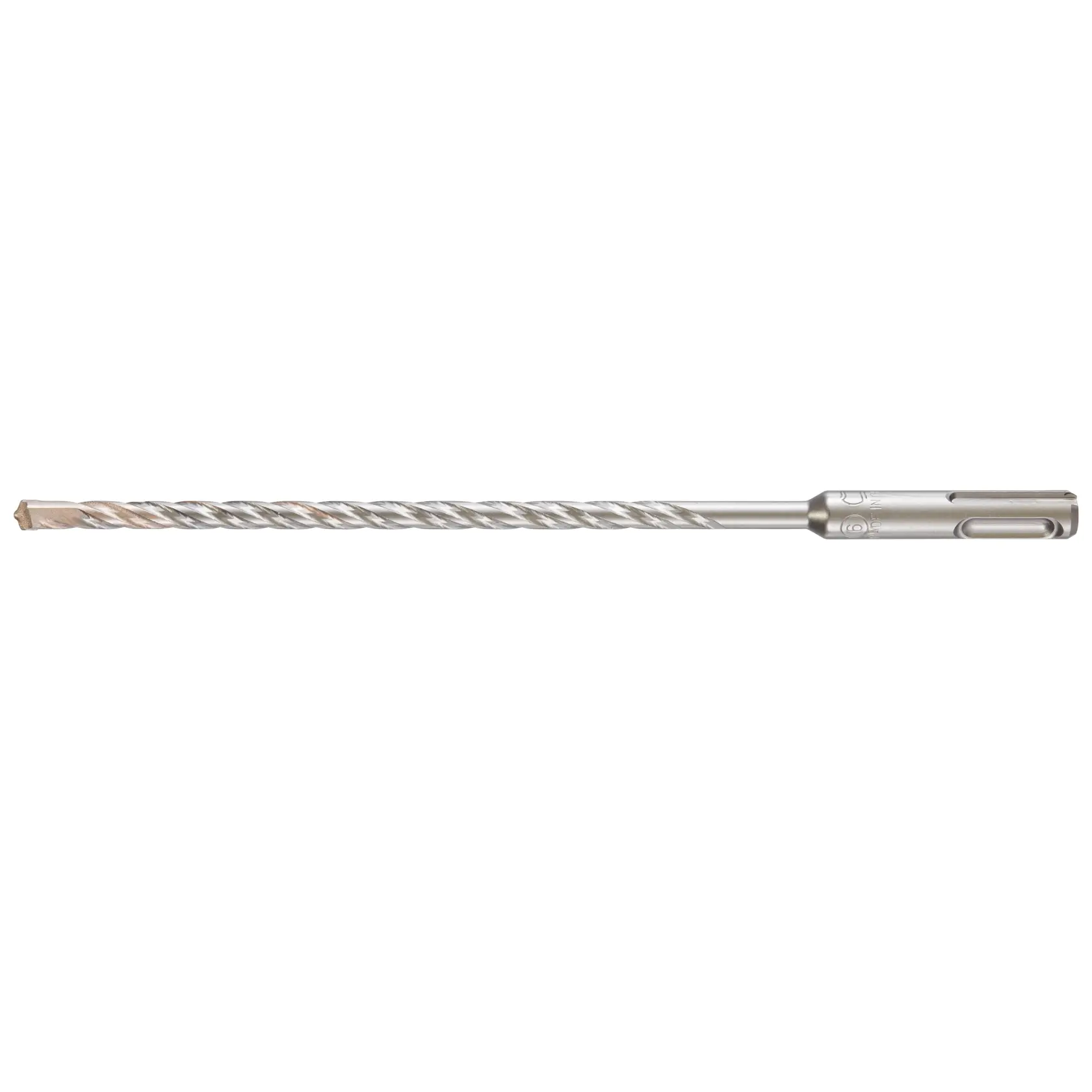 DEWALT DT9516 silver SDS-Plus masonry drill bit, straight side view, spiral flute design.