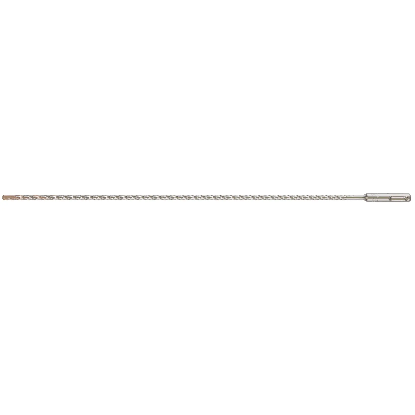 DEWALT DT9518 long silver SDS-Plus masonry drill bit, side view on white background.