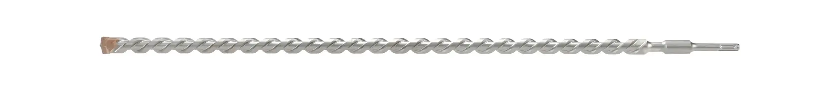 A single long DEWALT SDS-Plus masonry drill bit with a spiral design, used for drilling into concrete and stone surfaces.