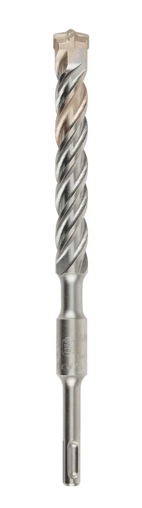 DEWALT DT9682 masonry drill bit, silver and gold, with spiral flutes and SDS shank for rotary hammer drills.