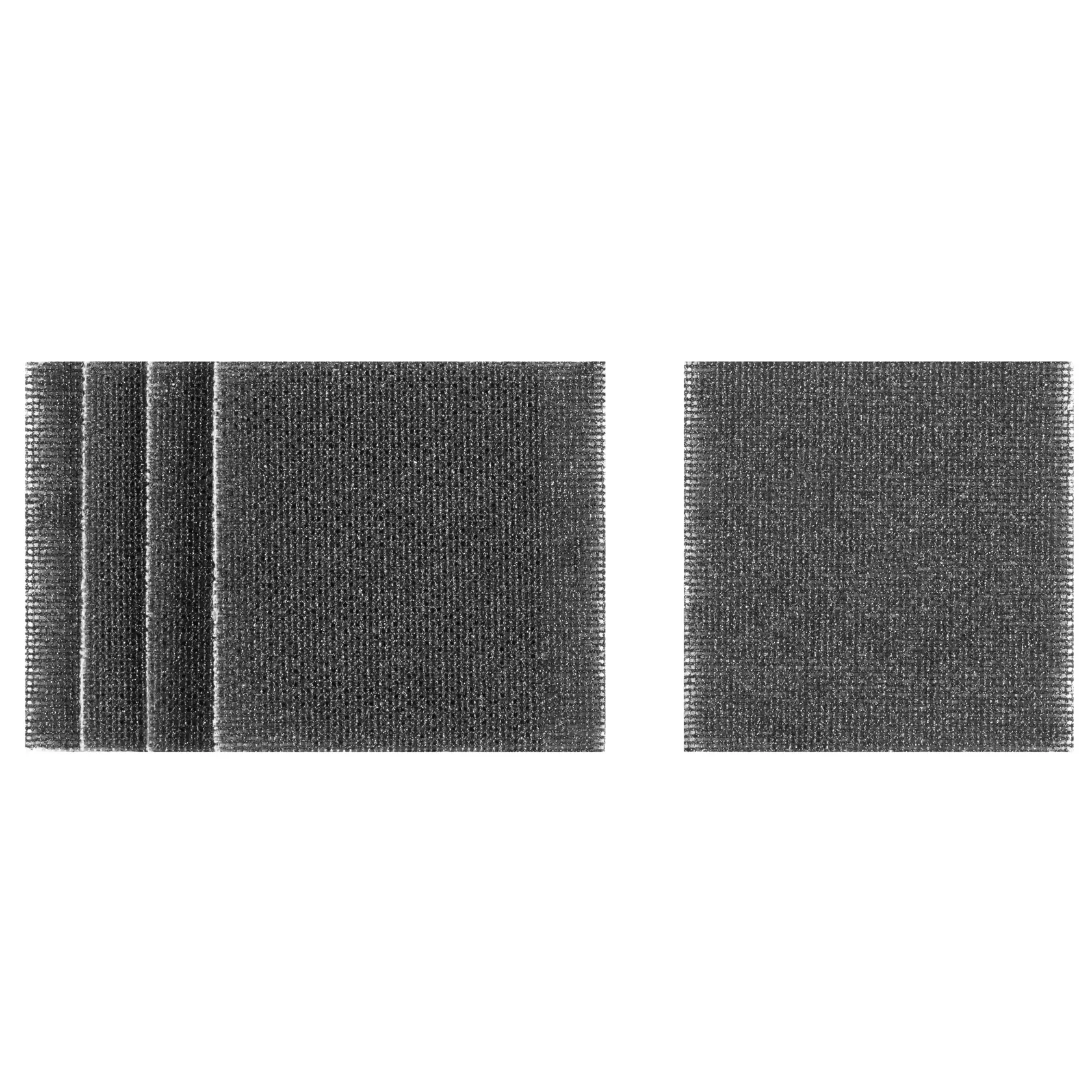 Set of DEWALT square mesh sanding sheets, shown in two groups, placed against a white background.