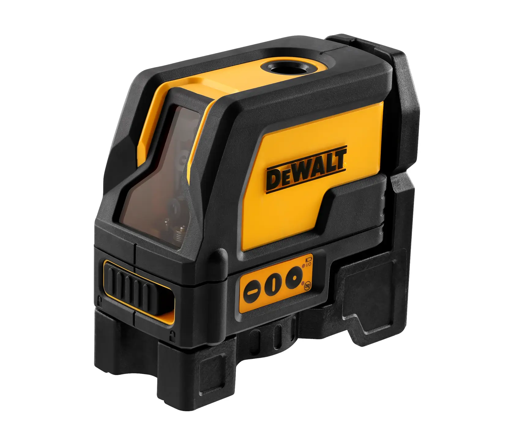 DEWALT DW0822CG, DW0822 tool used for layout work on a construction floor with steel framing visible.
