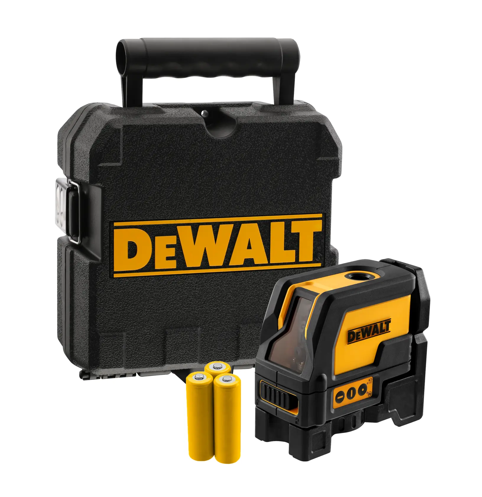 DEWALT DW0822 yellow and black compact laser level tool for precise measurements in construction or photography.