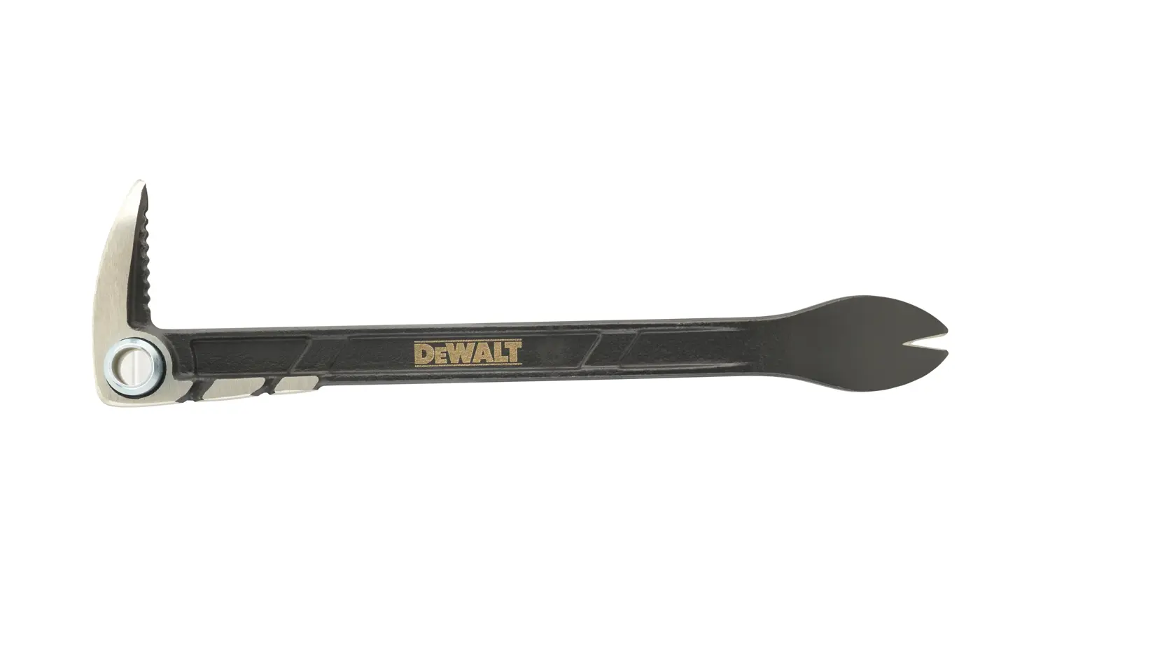 DEWALT schwarzes Brecheisen mit gespaltener und abgewinkelter Spitze für Demontage oder Nagelziehen.