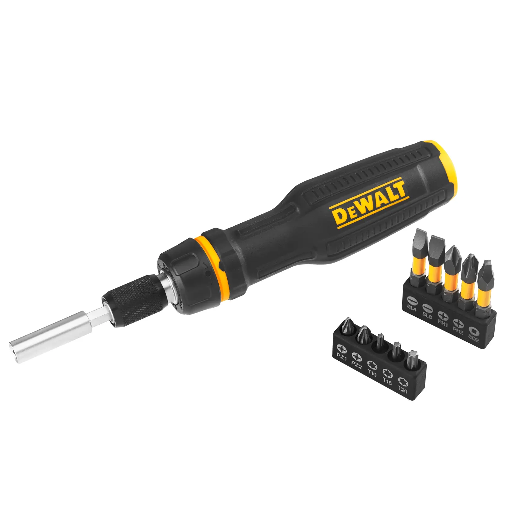 DEWALT Schraubendreher mit Bits, DWHT68001-0, DWHT68001, Fotografie-Kategorie, zwei Bit-Sets.
