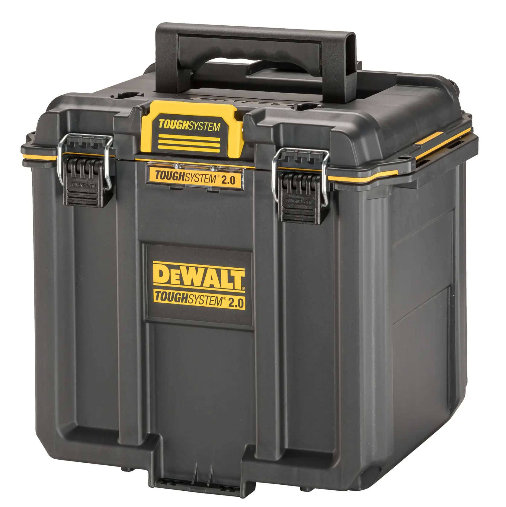 DEWALT DWST08035-1 black and yellow tool box, ToughSystem 2.0, front angle photo on white background.